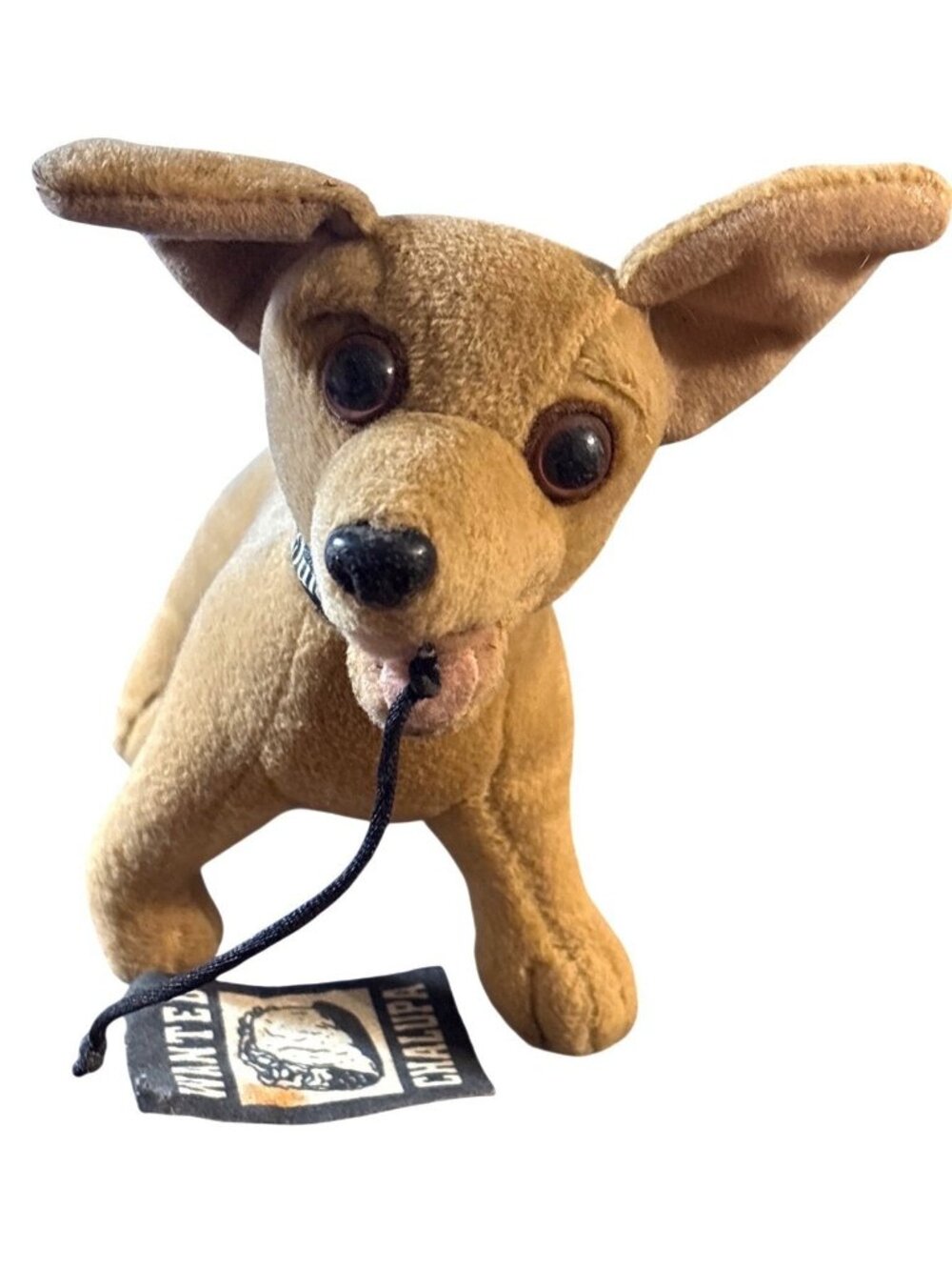 Vintage Plush Taco Bell 1997 Chihuahua Toy With "Wanted Chalupa" Tag Collectable